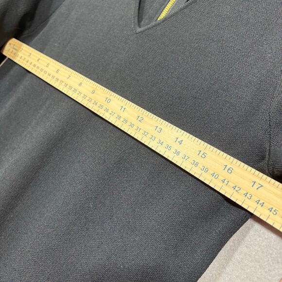 Eliza J Black Long Sleeve Dress 1X Plus Cutout Minimal Chic Gold Zip  Detail - Picture 6 of 7